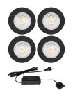 HiluX D1 Gen3 4er-Pack inkl. LED-Treiber - Full Spectrum LED-Einbaustrahler - Ra97 - 2700K - Schwarz