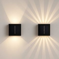 Solar-Sensor-Wandleuchte - Schwarz, drehbar, eckig, Dämmerungssensor, IP54, 3W, energiesparend