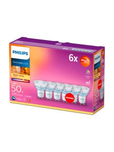 GU10 - Philips Warm Glow LED-Spot 3,8 W - 345 lm 6er-Pack - CRI:90+