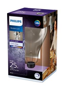E27 - Philips Giant Smoky Tropfen-LED-Leuchtmittel 6,5 W - 270 lm