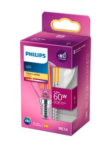 E14 - Philips LED-Kerzen-Leuchtmittel - Klar - 6,5W - 806lm