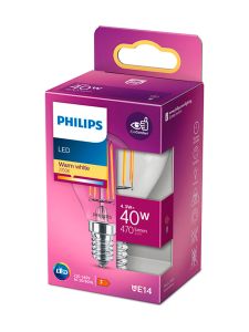 E14 - Philips LED-Kerze - Klar - 4,3 W - 470 lm