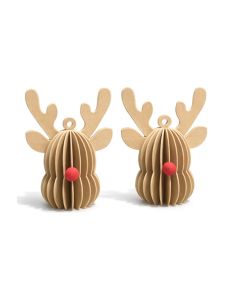Mumi3D - Weihnachtsanhänger - Rentiere - beige - 9 cm - 2 Stk.