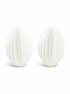 Simiu - Weihnachtsanhänger - 9 cm - Oval - Seidenweiß - 2er-Pack