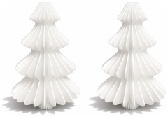Simiu - Weihnachtsanhänger - 9 cm - Tannenbaum - Seidenweiß - 2er-Pack