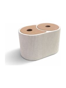 Simiu - MILIA - Behälter für Wattepads und Wattestäbchen - 9 cm - Weißer Marmor/Lehmbraun