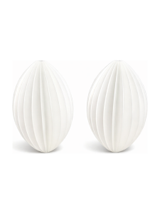 Simiu - Weihnachtsanhänger - 6 cm - Oval - Seidenweiß - 2er-Pack