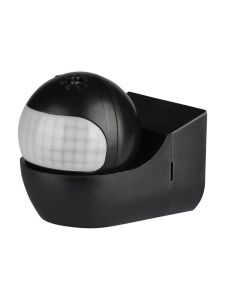 PIR-Wandmelder mit beweglichem Kopf schwarz, IP44 (max: 400W LED)