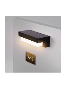 Solar-Sensor-CCT-Wandleuchte - 3 Lichtfarben, schwarz, eckig, Dämmerungssensor, IP54, 2W
