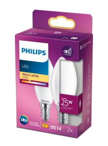E14 - Philips LED-Kerze - Matt - 2,2 W - 250 lm 2er-Pack