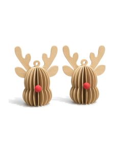 Mumi3D - Mini-Weihnachtsanhänger - Rentier - Beige - 6 cm - 2 Stk.