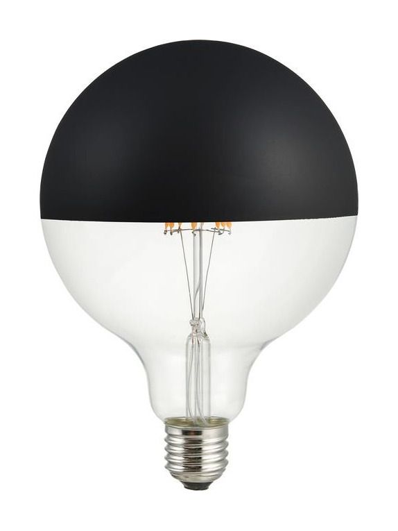 E27 - SPL Premium Globe mit Spiegelkappe - Schwarz - Ø:125mm - 2500K - CRI 93 - Dimmbar