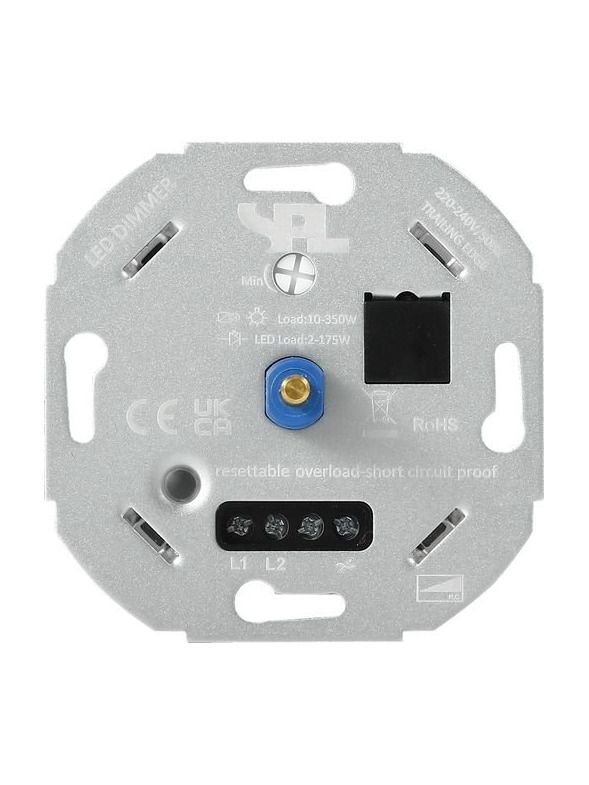 SPL - Wanddimmer - Universal - LED 2-175W / Halogen 10-350W - Dreh/Druck - Aluminium