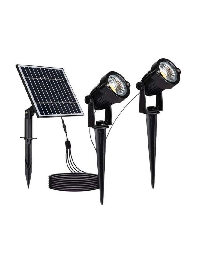 V-Tac 2x1.2W schwarze Solar-Gartenleuchten mit Erdspieß - 5W-Solarpanel, IP65, 2x90lm, RA80, 3 Jahre Herstellergarantie