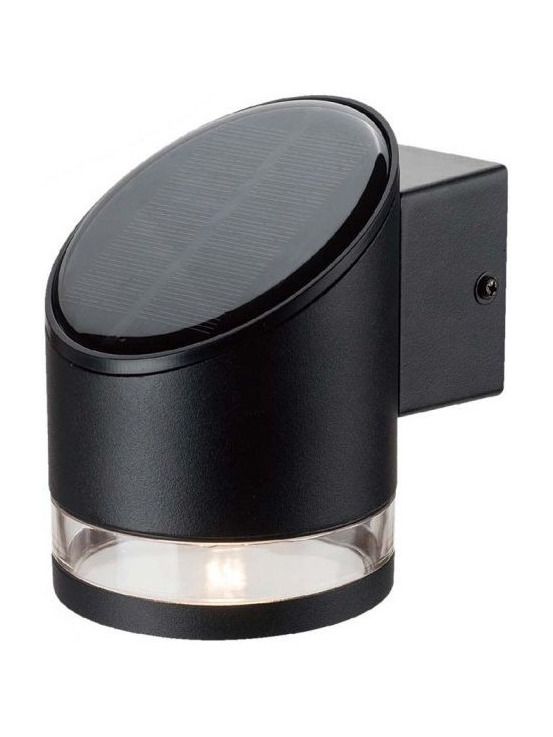 V-Tac 1W Solar-Wandleuchte LED - Schwarz, rund, IP54, 70lm, 3 Jahre Herstellergarantie