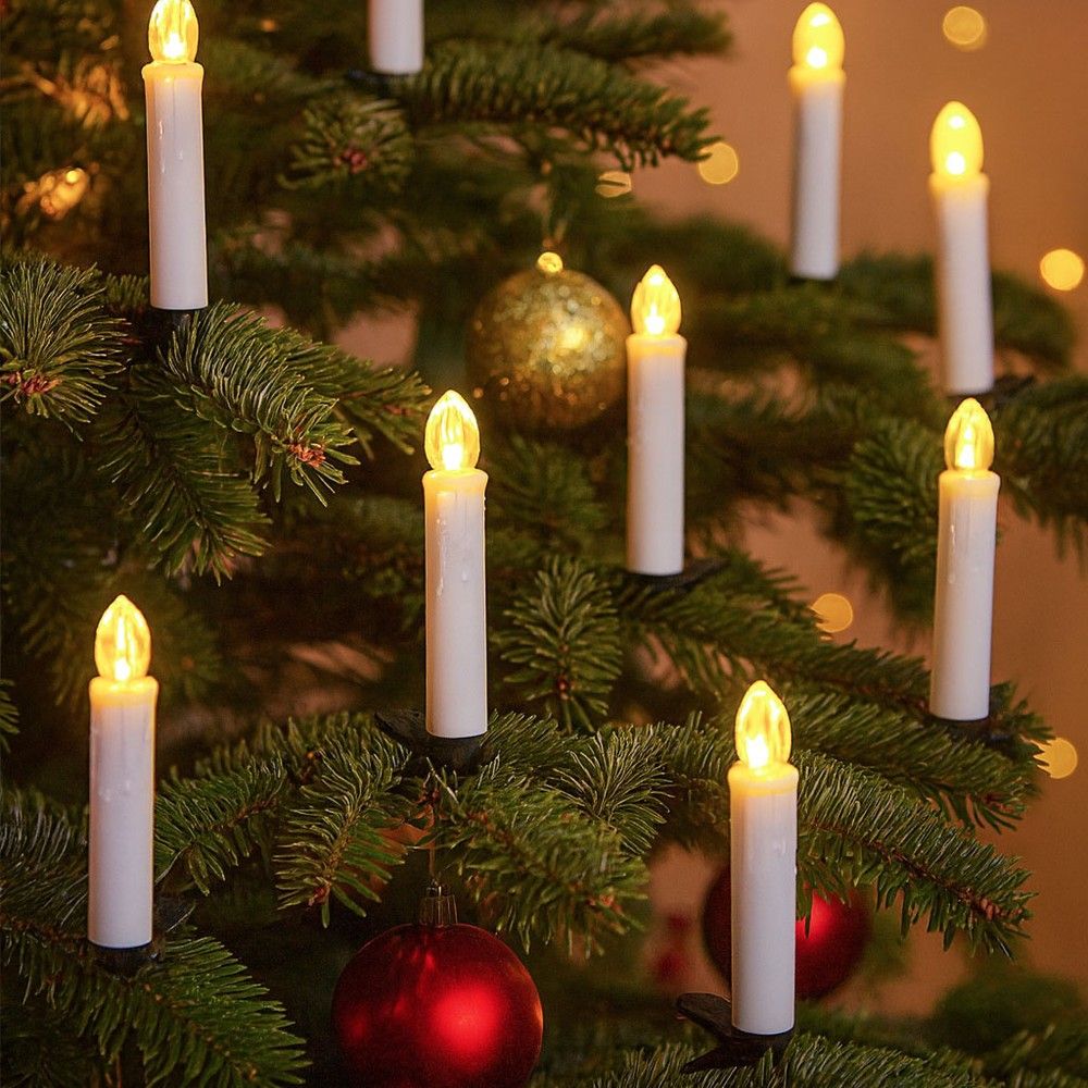 10er-Pack LED-Weihnachtslichter mit Fernbedienung und Timer, kabellos und batteriebetrieben