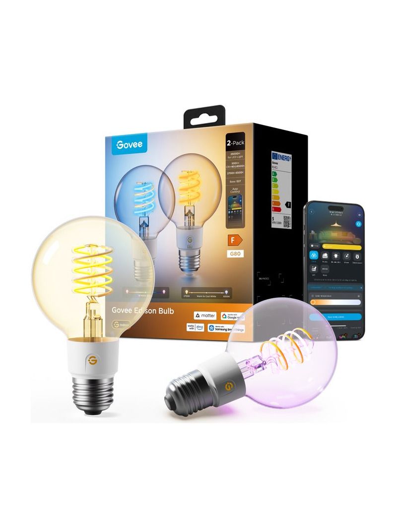 Govee - E27 Smart Globe-Lampe - 80 mm - 500 lm - 2er-Pack
