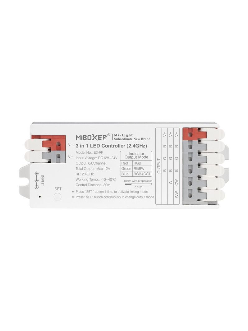 Miboxer - LED Controller - 3-in-1 - RGB-CCT - DC12/24V - 2.4GHz RF - 12A