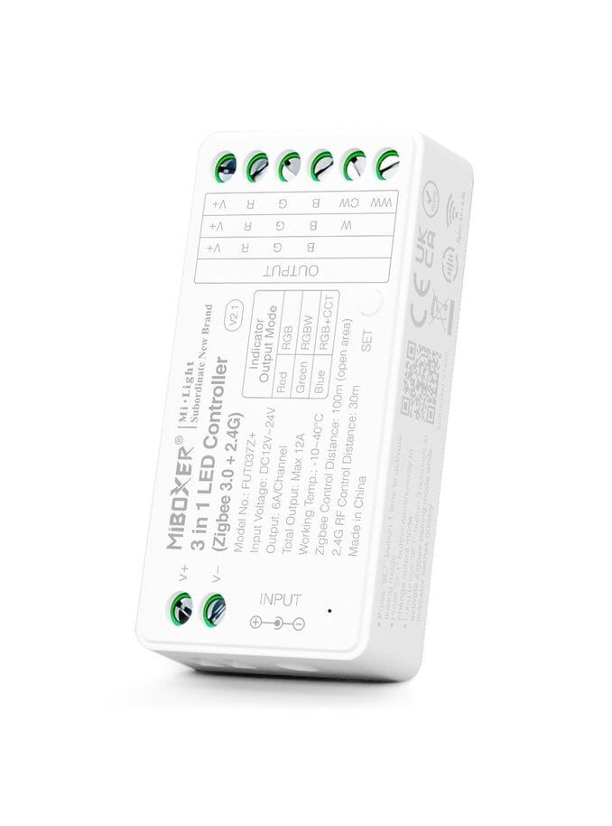 Miboxer - LED-Controller - 3-in-1 - RGB-CCT - DC12/24V - Zigbee 3.0 - 12A