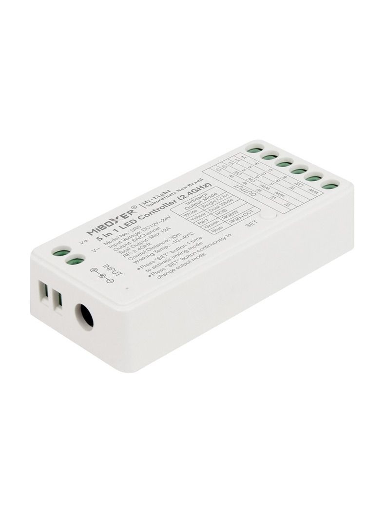 Miboxer - WLAN-Controller - 5-in-1 - RGB-CCT - DC12/24V - WLAN - 2.4GHz RF (SR5)