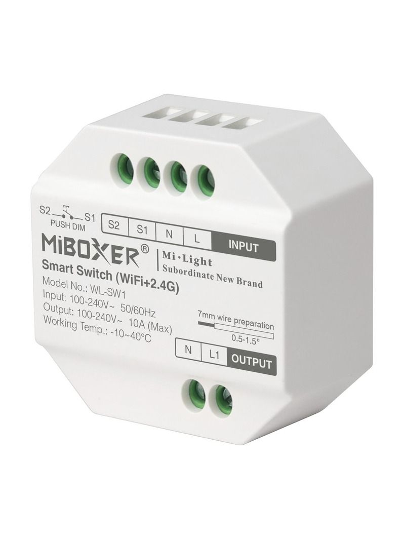Miboxer - Smart-Relais - Einbau - 10A - WiFi - 2.4GHz RF (WL-SW1)