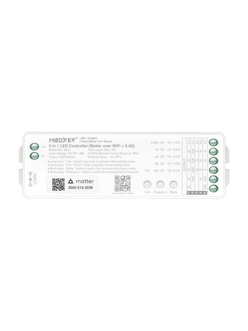 Miboxer - LED Controller - RGB-CCT - WLAN, 2.4GHz RF - 12V (ML5)