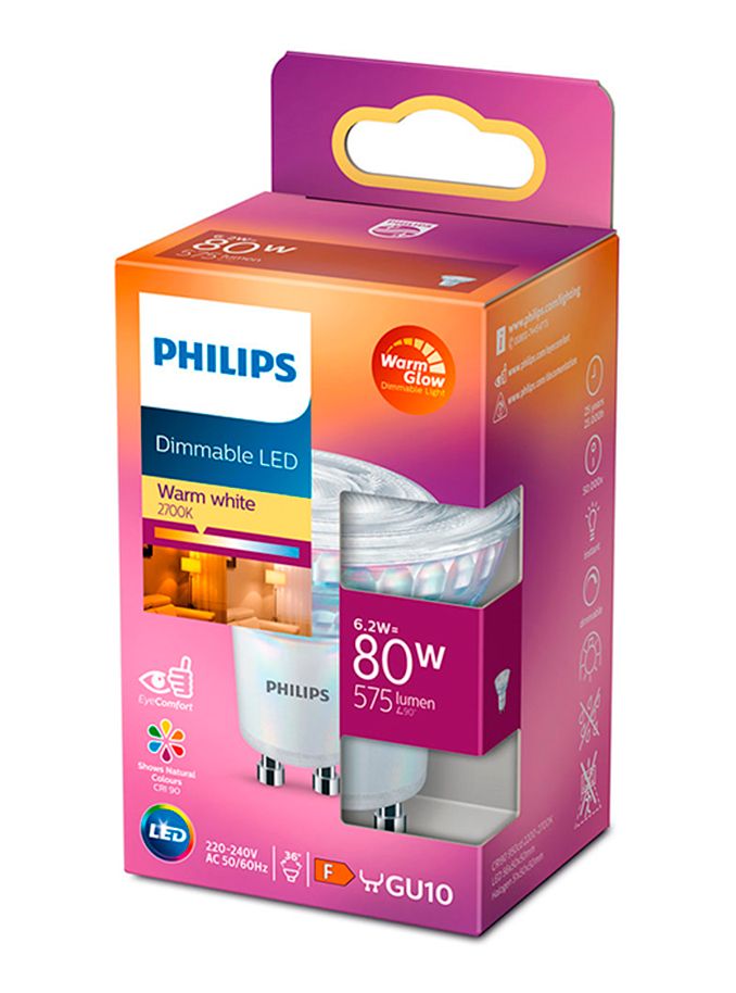 GU10 - Philips Warm Glow LED-Spot 6,2W - 575lm
