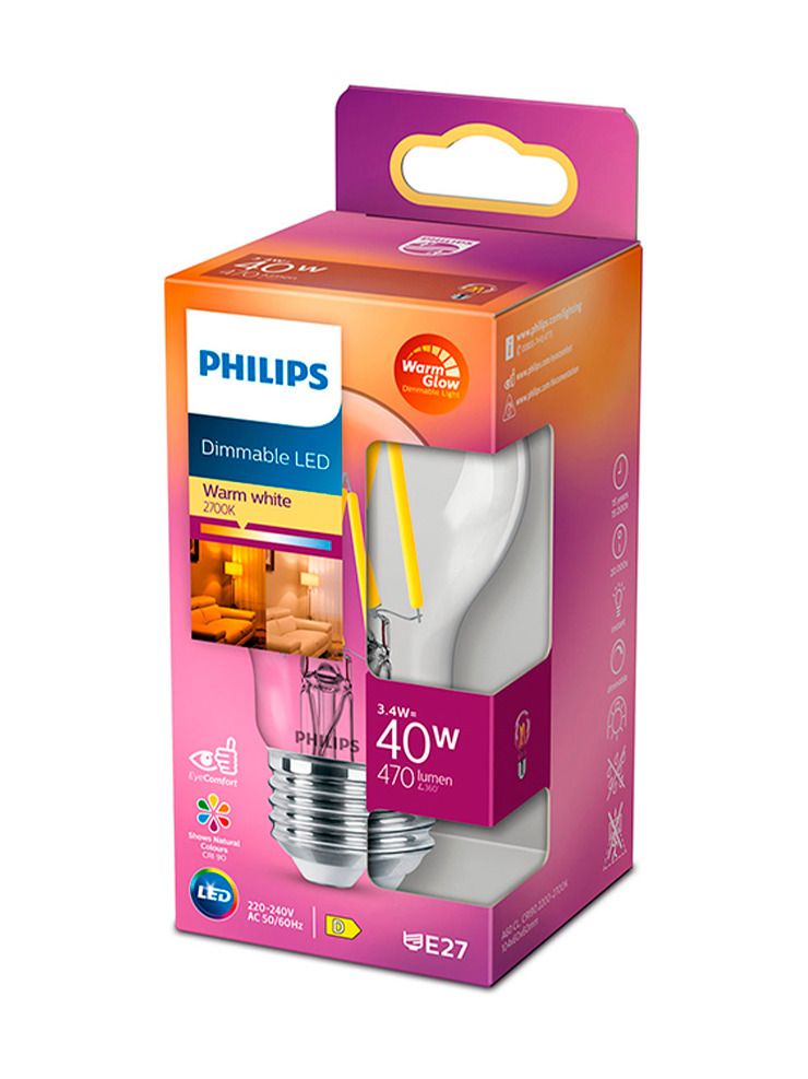 E27 - Philips Warm Glow LED-Leuchtmittel 3,4W - 470lm - CRI:90+