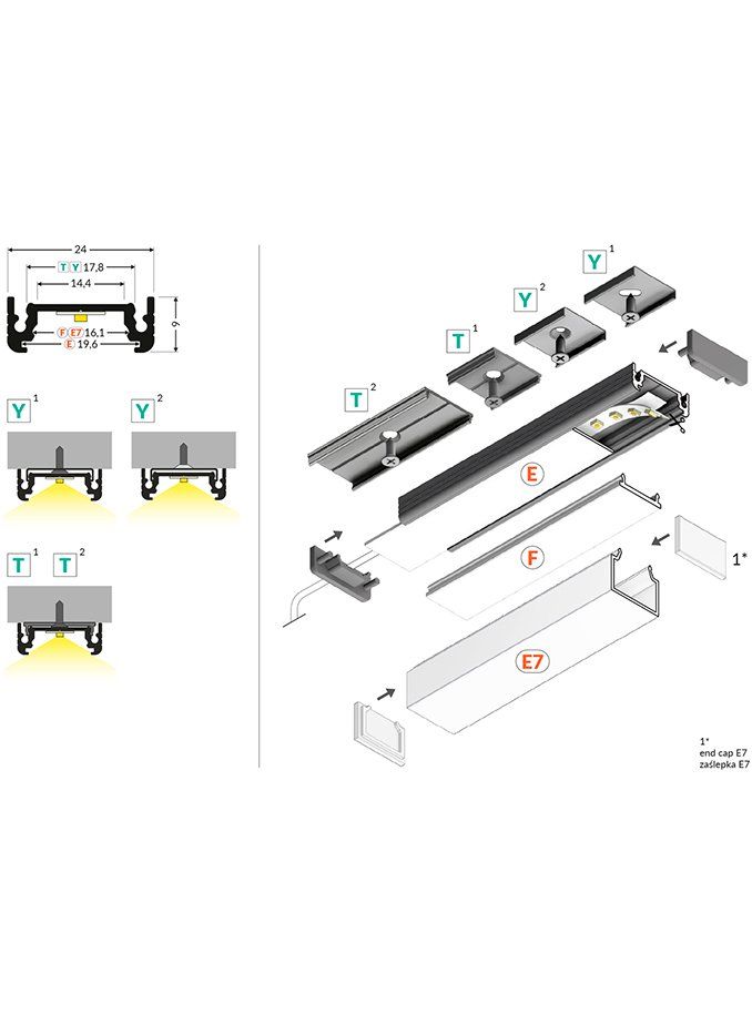 LED-Profil SURFACE14 - 3m - Eloxiert