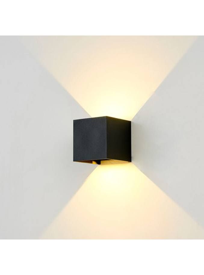 LEDlife - Schwarz CUBIC 6W Wandleuchte - quadratisch - auf/ab - verstellbar - IP65
