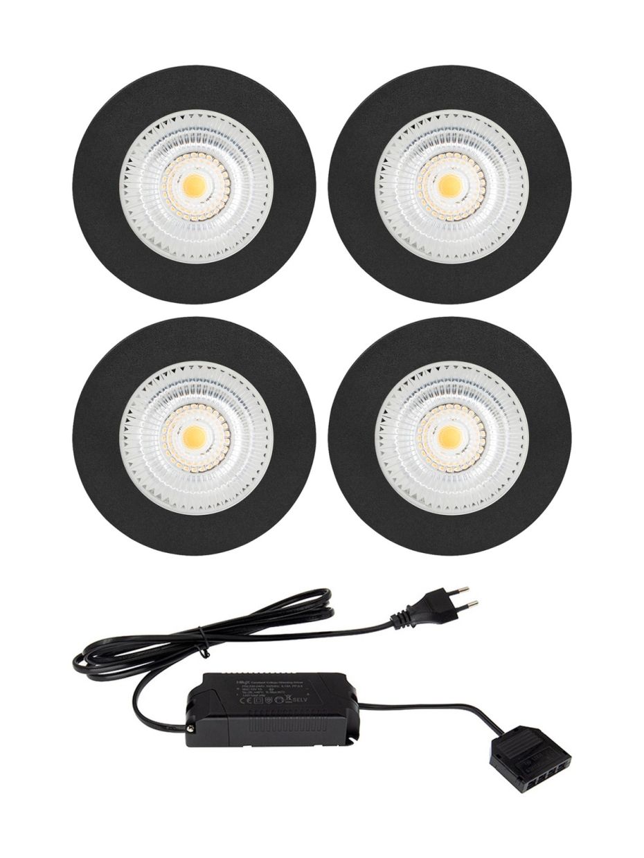 HiluX D1 Gen3 4er-Pack inkl. LED-Treiber - Full Spectrum LED-Einbaustrahler - Ra97 - 2700K - Schwarz