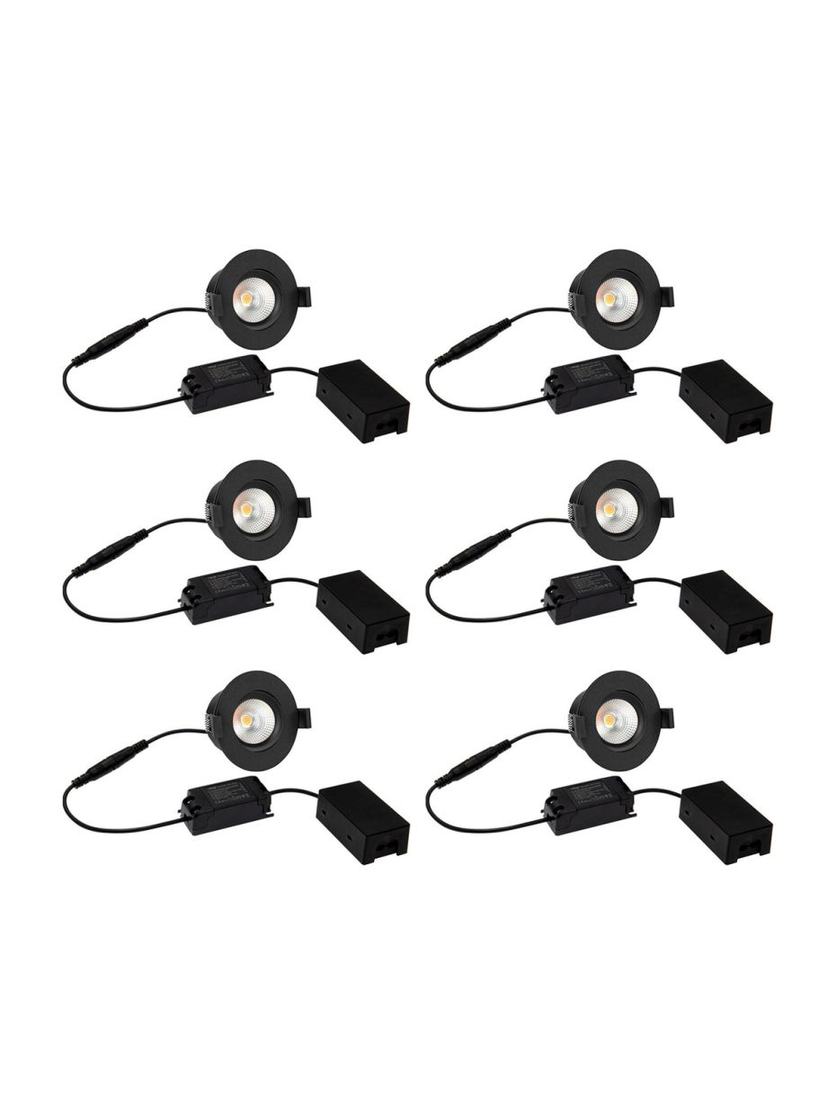 HiluX D3 Tilt360 6er-Pack - Full Spectrum LED-Einbaustrahler - Ra97 - 3000K - Schwarz