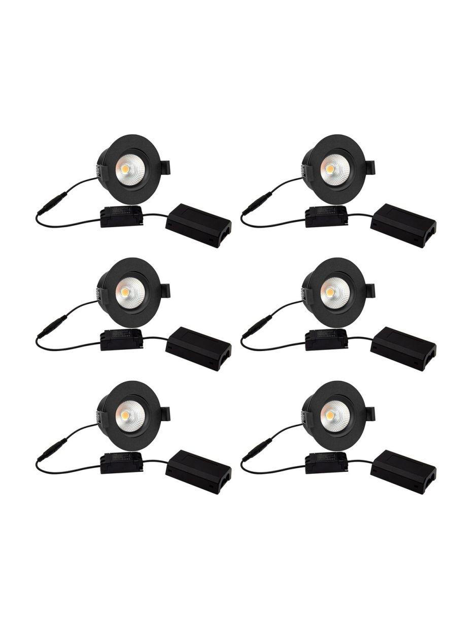 HiluX D8 Tilt360 6er-Pack - Full Spectrum LED-Einbaustrahler - Ra97 - 3000K - Schwarz