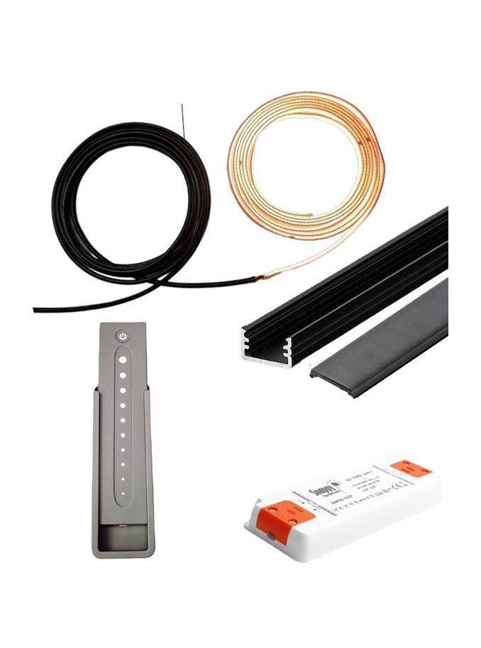 LED-Set für Akustikpaneele - 2 x 240cm - Komplett - Schwarz - Fernbedienung