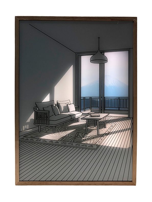 LED-Lichtkunstbild - Lichtillusion - Modern - Der Berggipfel - Batterie - 32x23 cm