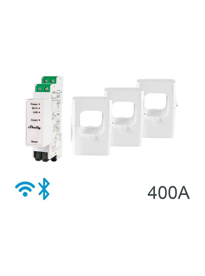 Shelly - Pro 3Em 400A - Wi-Fi 3-Phasen-Energiezähler, 400A