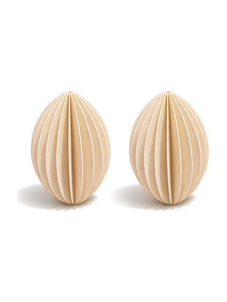 Simiu - Weihnachtsanhänger - 9 cm - Oval - Beige - 2er-Pack