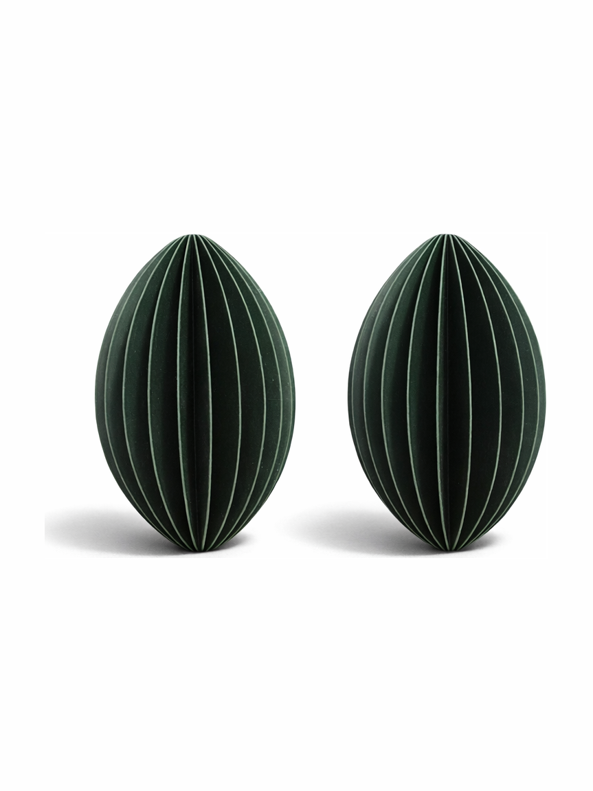Simiu - Weihnachtsanhänger - 9 cm - Oval - Grün - 2er-Pack