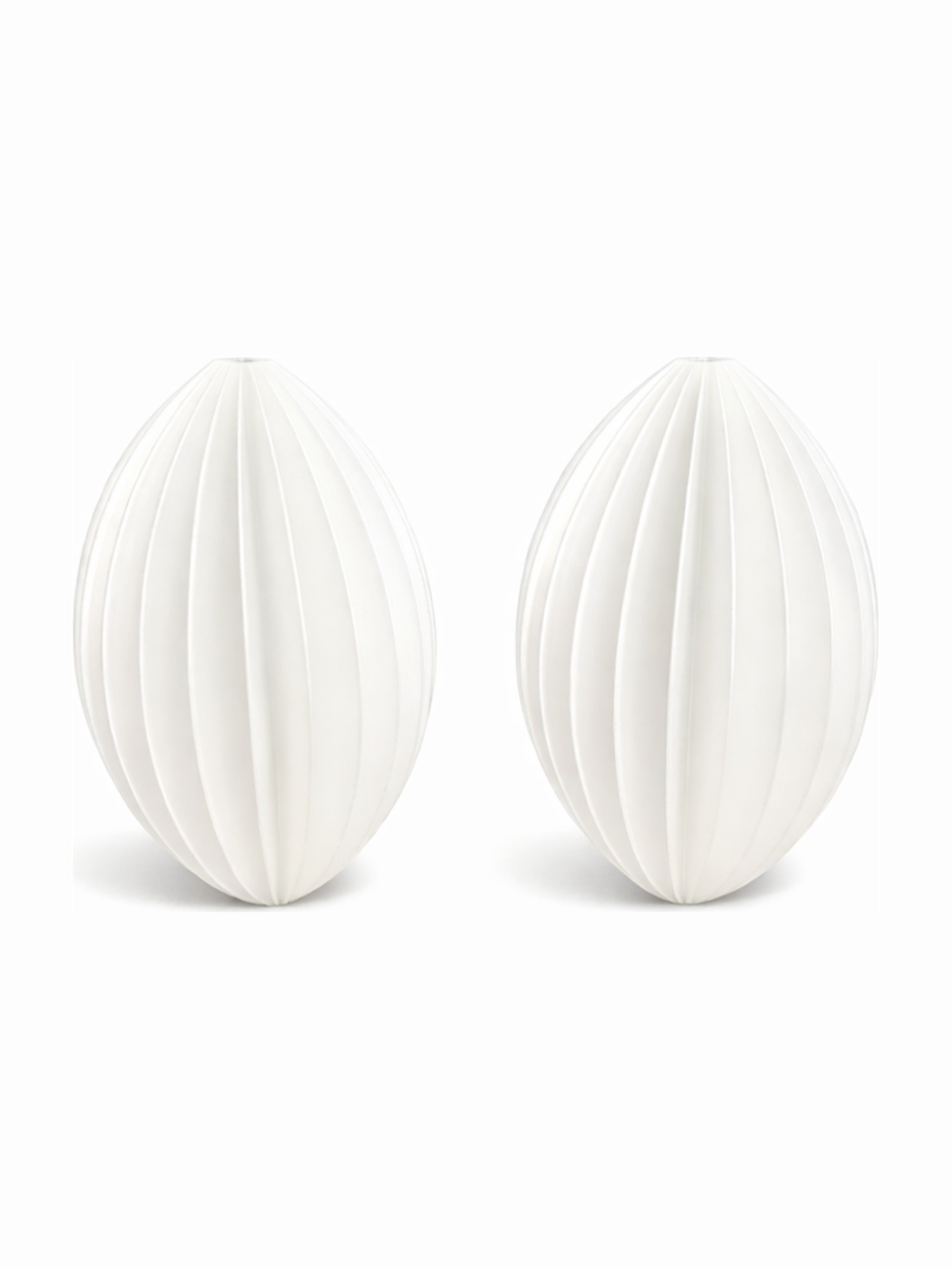 Simiu - Weihnachtsanhänger - 9 cm - Oval - Seidenweiß - 2er-Pack