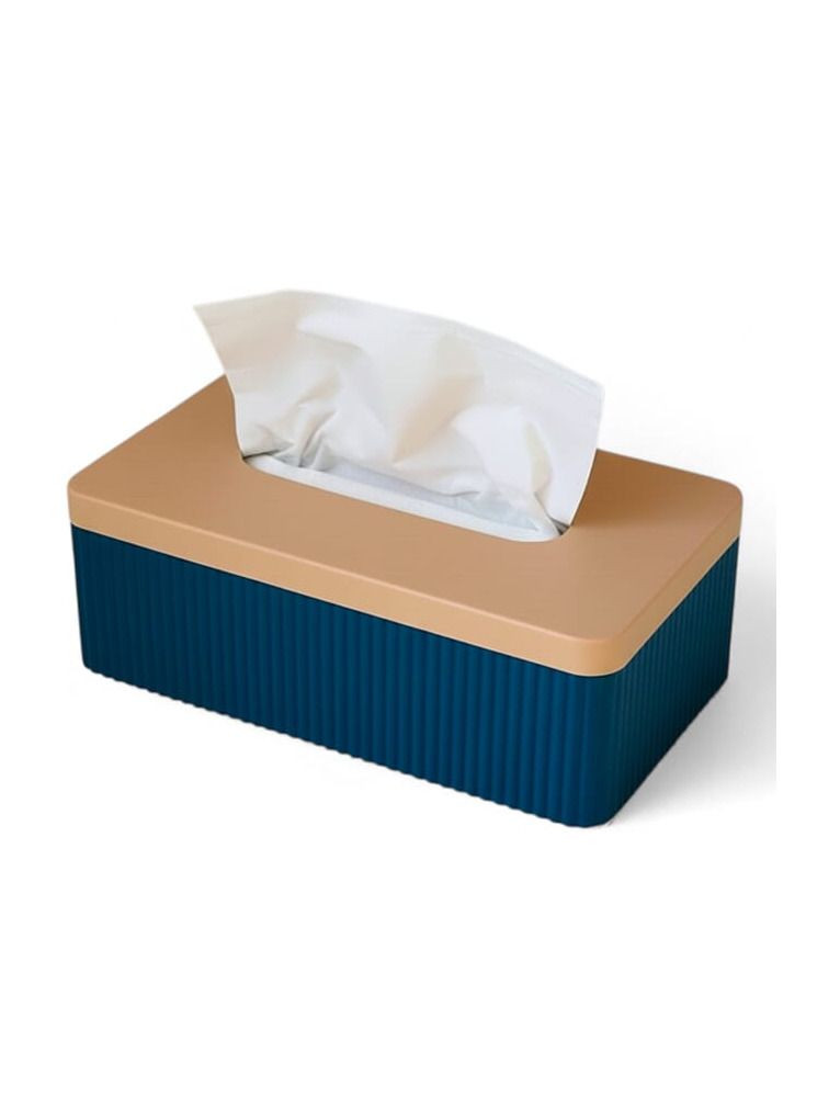 Simiu - TISSIVA - Papierspender - eckig - Marineblau/Beige - 25 x 14cm