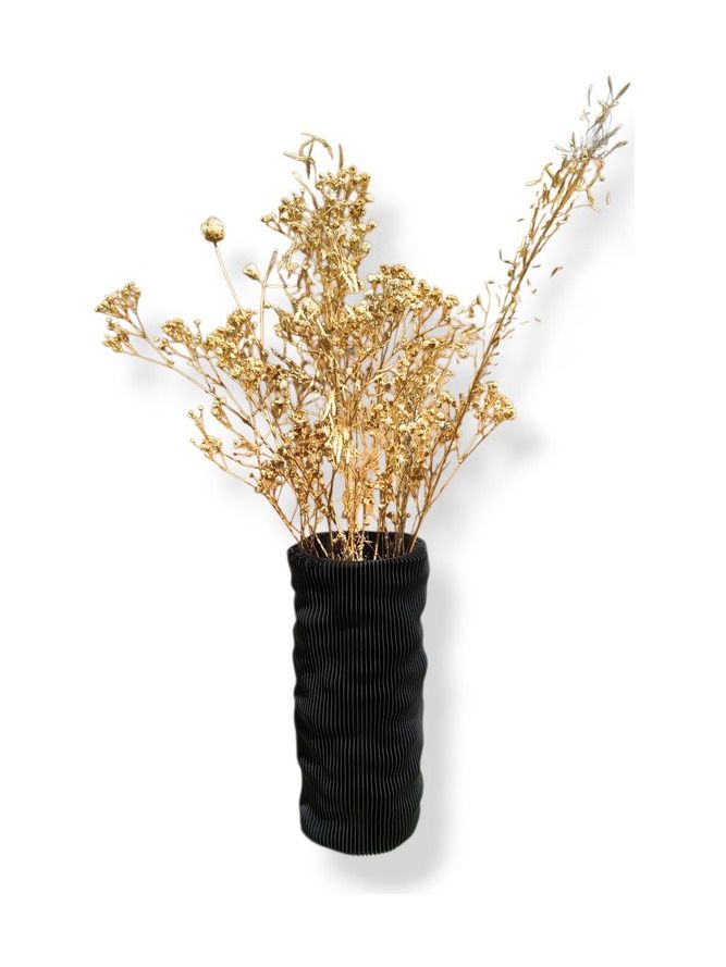 Simiu - CLAYLA Lamellenvase - Schwarz - 20 cm