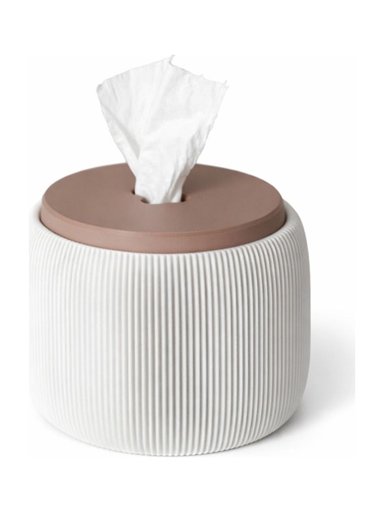 Simiu - Tiseo - Toilettenpapierhalter - Weißer Marmor/Lehmbraun