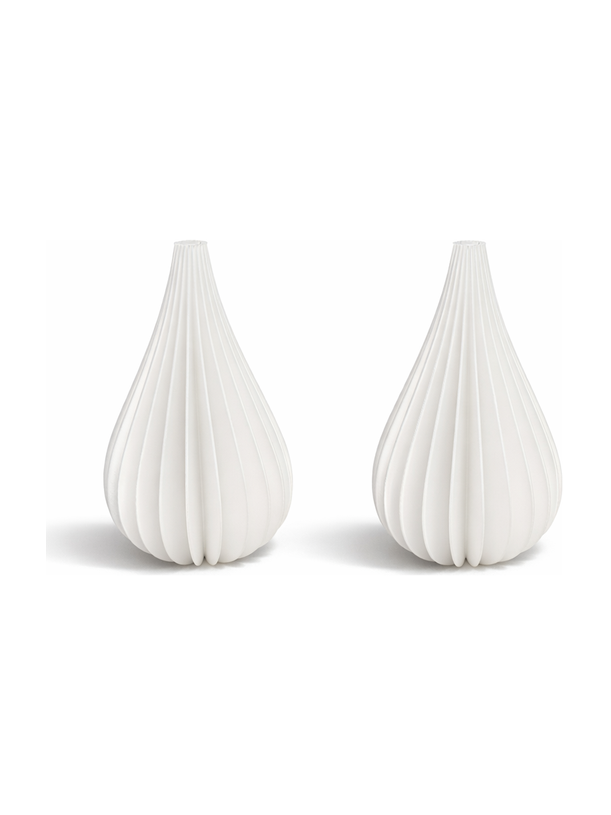 Simiu - Weihnachtsanhänger - 6 cm - Tropfen - Seidenweiß - 2er-Pack