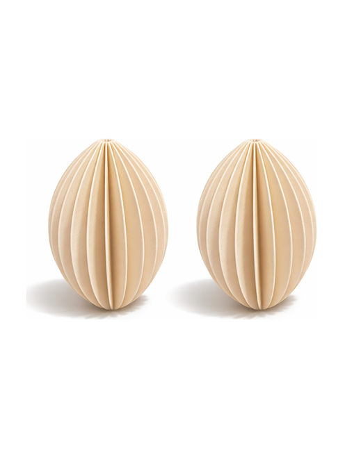 Simiu - Weihnachtsanhänger - 6 cm - Oval - Beige - 2er-Pack