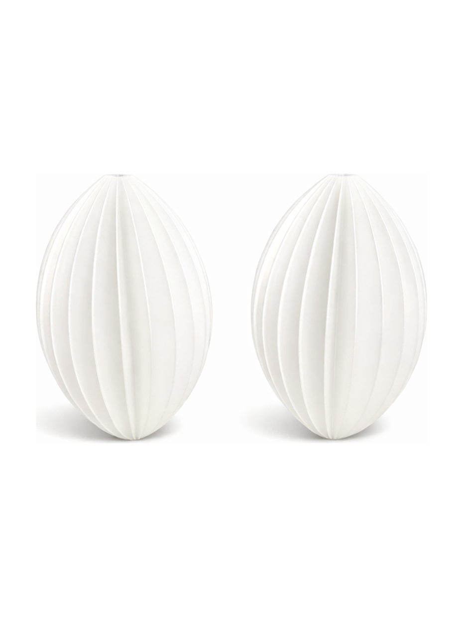 Simiu - Weihnachtsanhänger - 6 cm - Oval - Seidenweiß - 2er-Pack