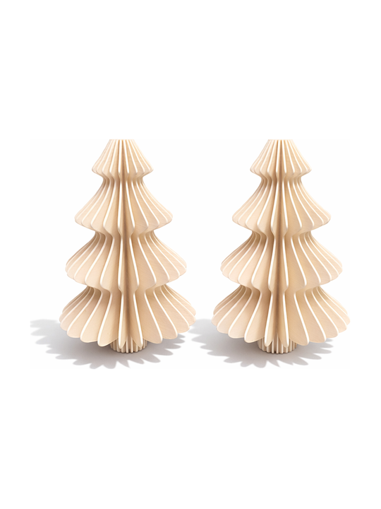 Simiu - Weihnachtsanhänger - 6 cm - Tannenbaum - Beige - 2er-Pack