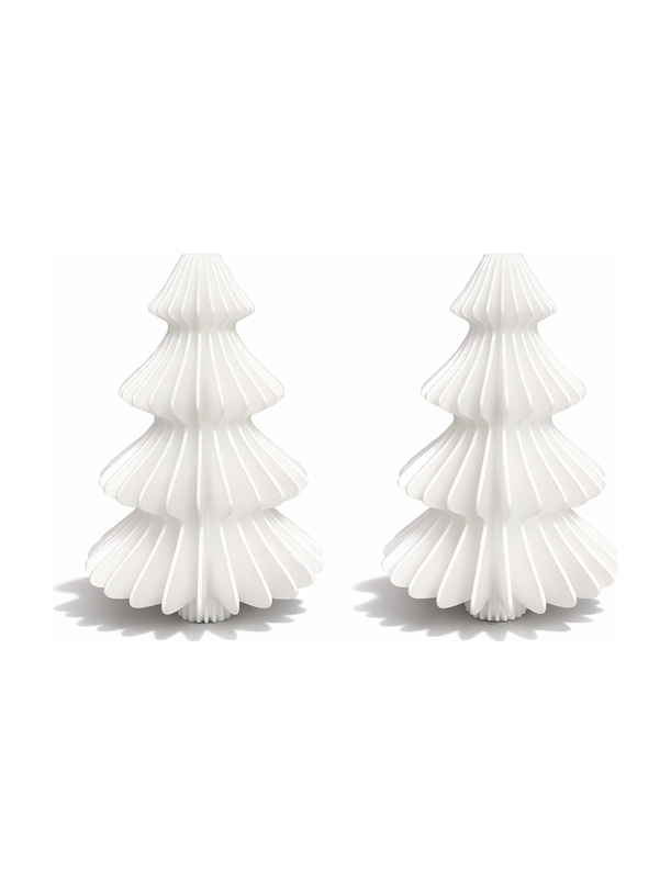 Simiu - Weihnachtsanhänger - 6 cm - Tannenbaum - Seidenweiß - 2er-Pack