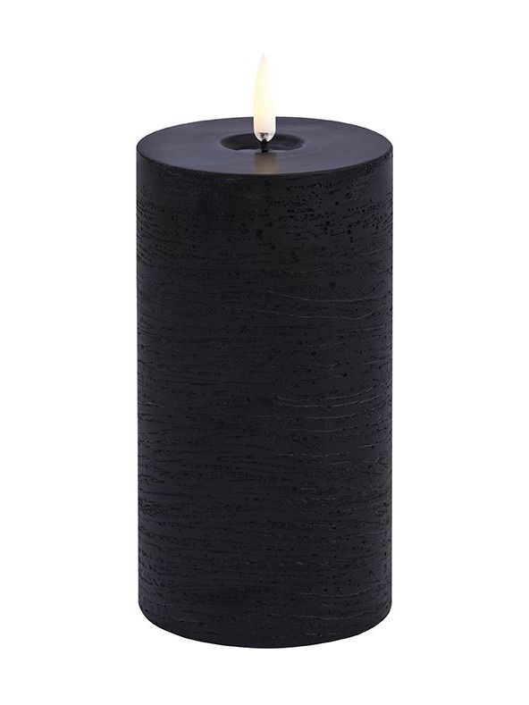 Uyuni - LED-Stumpenkerze mit geschmolzenem Look - Forest Black - Rustic - 7,8x15 cm