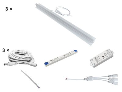 HiluX - Troldtekt LED-Set - 3 x PureLED 60 cm - 3000K - Inkl. 75W Treiber und Zigbee-Dimmer