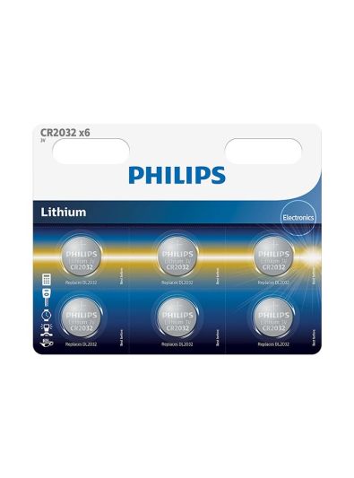 Philips Lithium-Knopfzelle CR2032 (6er-Pack)